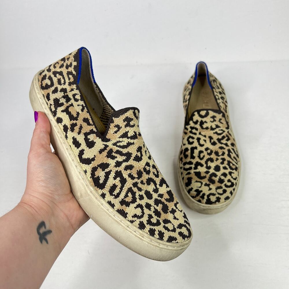 Rothy's Camo Cat Leopard Animal Print Slip On Sneakers Shoes Womens 8